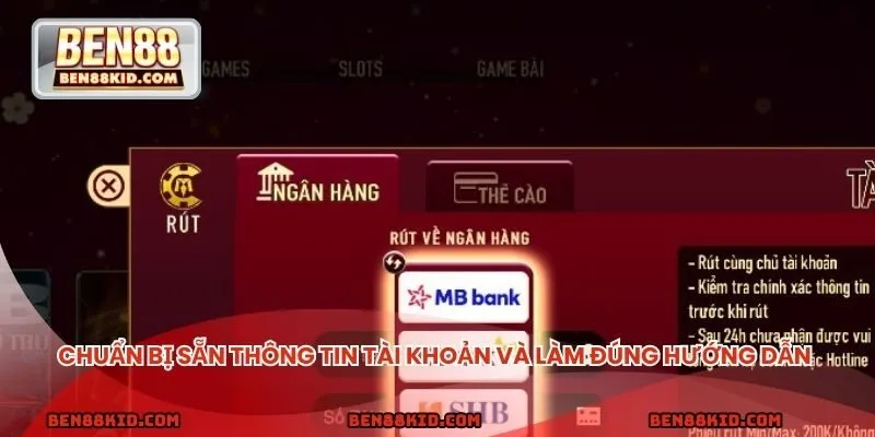 Cần chuẩn bị sẵn thông tin tài khoản và làm đúng hướng dẫn